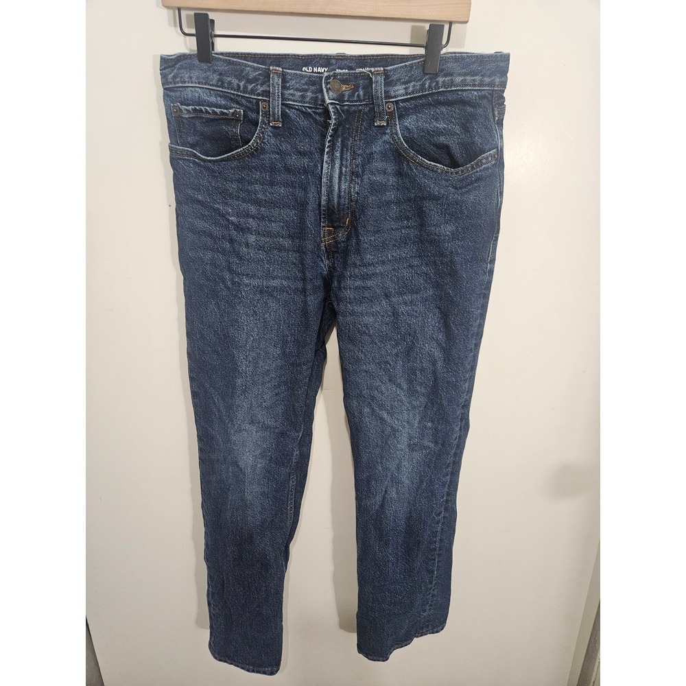 Old Navy Mens Straight Built-In Tough Dark Wash Jeans 32x30 Blue‎ Denim
